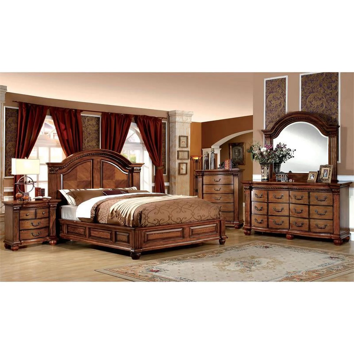 Solid Wood Queen Panel Bed O8265