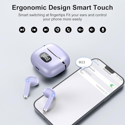 Blue Wireless Earbuds with LED Power Display IPX7 Waterproof T65958