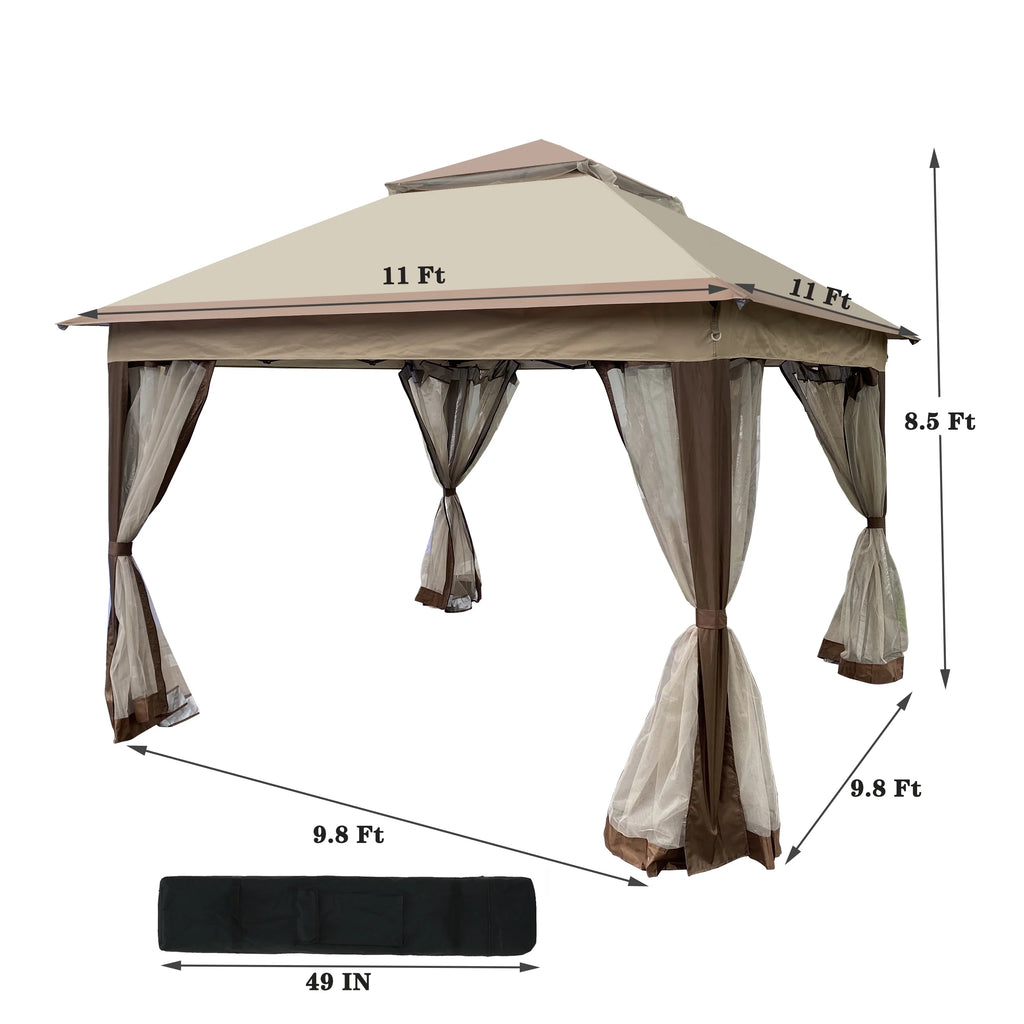 Coffee Pop Up Gazebo Canopy with Removable Zipper Netting V8626