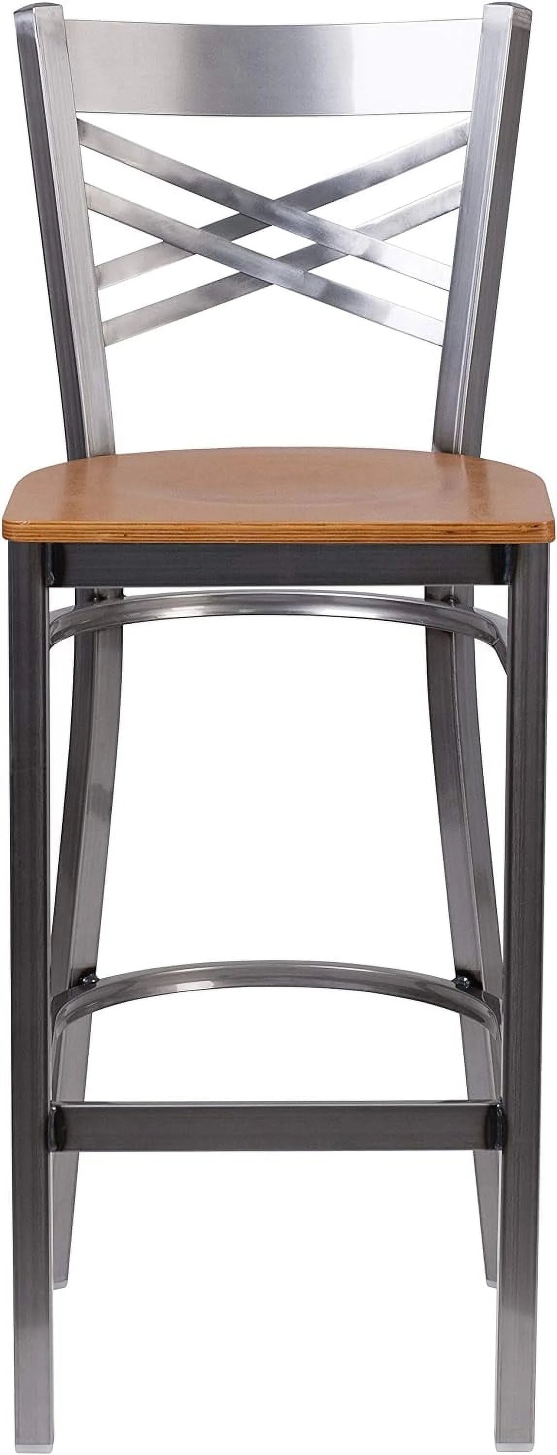 Metal X Back Barstool with Wood Seat V316281