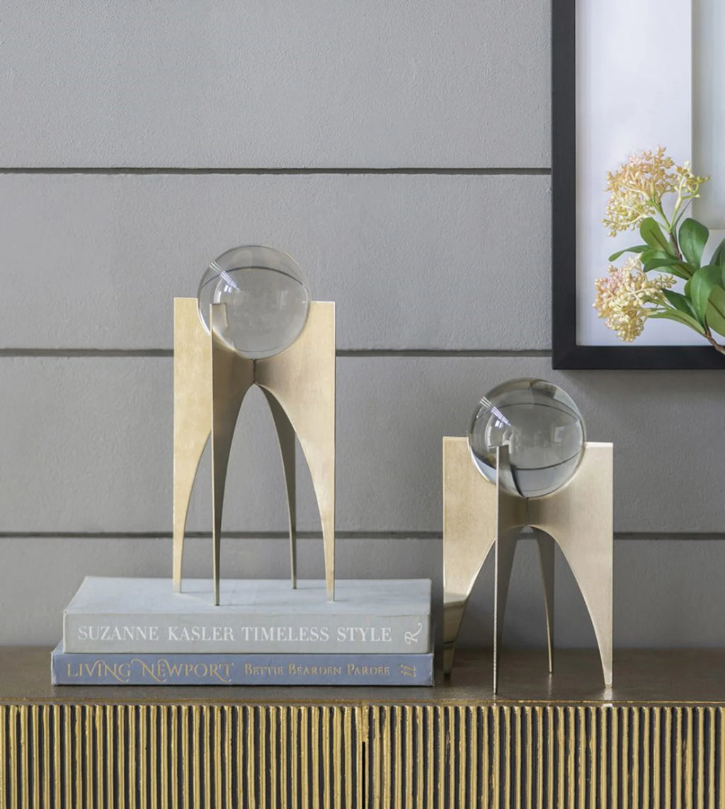 Silver Crystal Ball Statues with Stand 2ct D45557