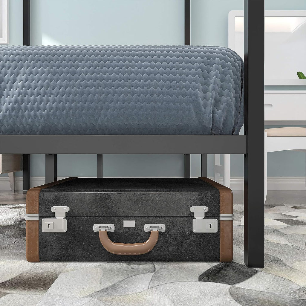Queen Size Metal Canopy Bed Frame with Built-in Headboard Y398795