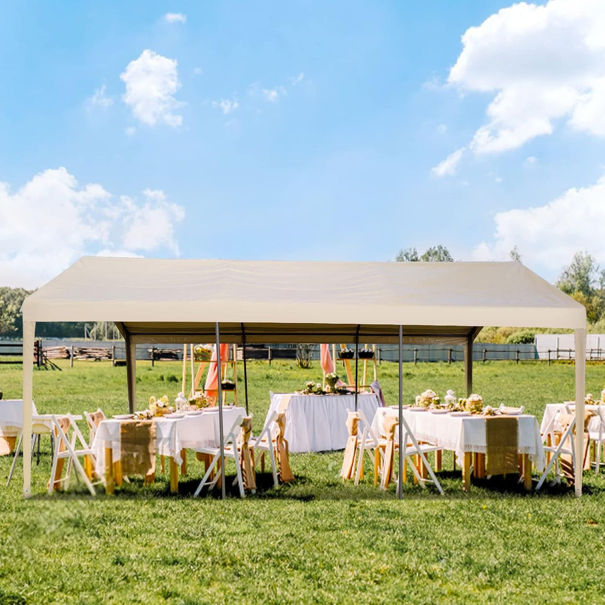 10x20ft Heavy Duty Carport with Sidewalls and Doors V192777