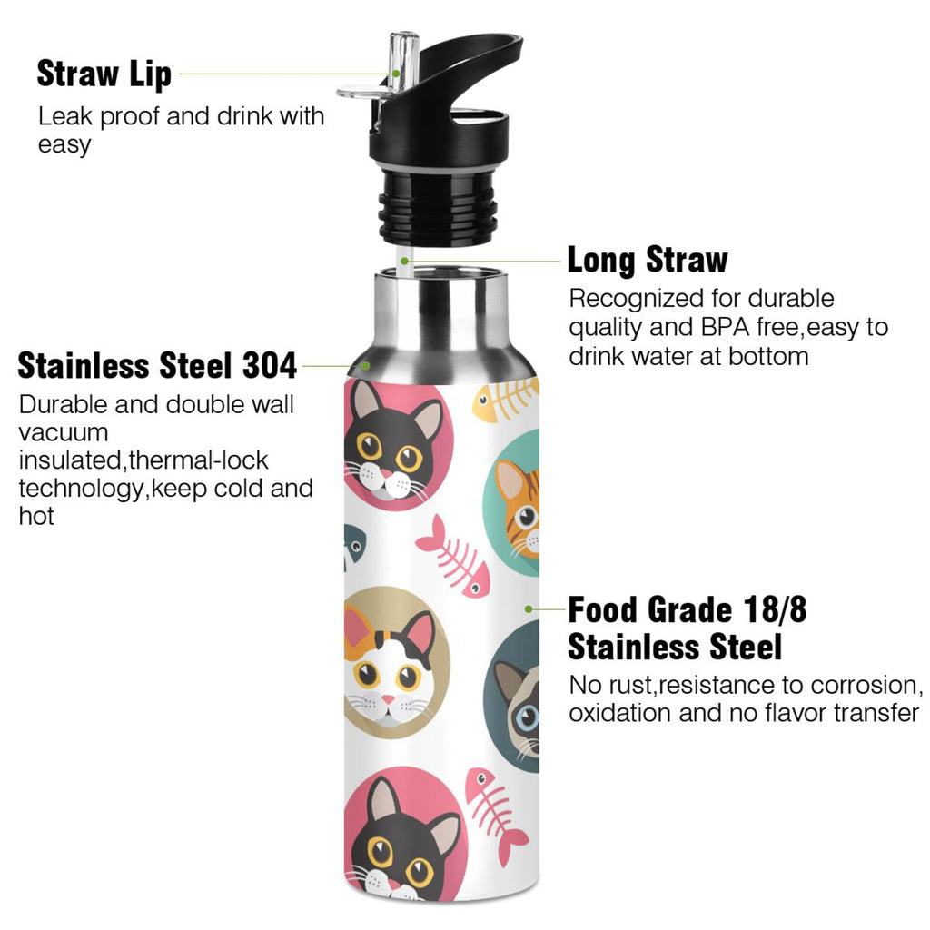Stainless Steel Insulated Water Bottle with Straw Lid S486
