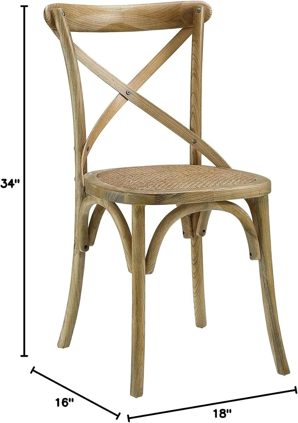 Elm Wood Rattan Dining Chair D112054