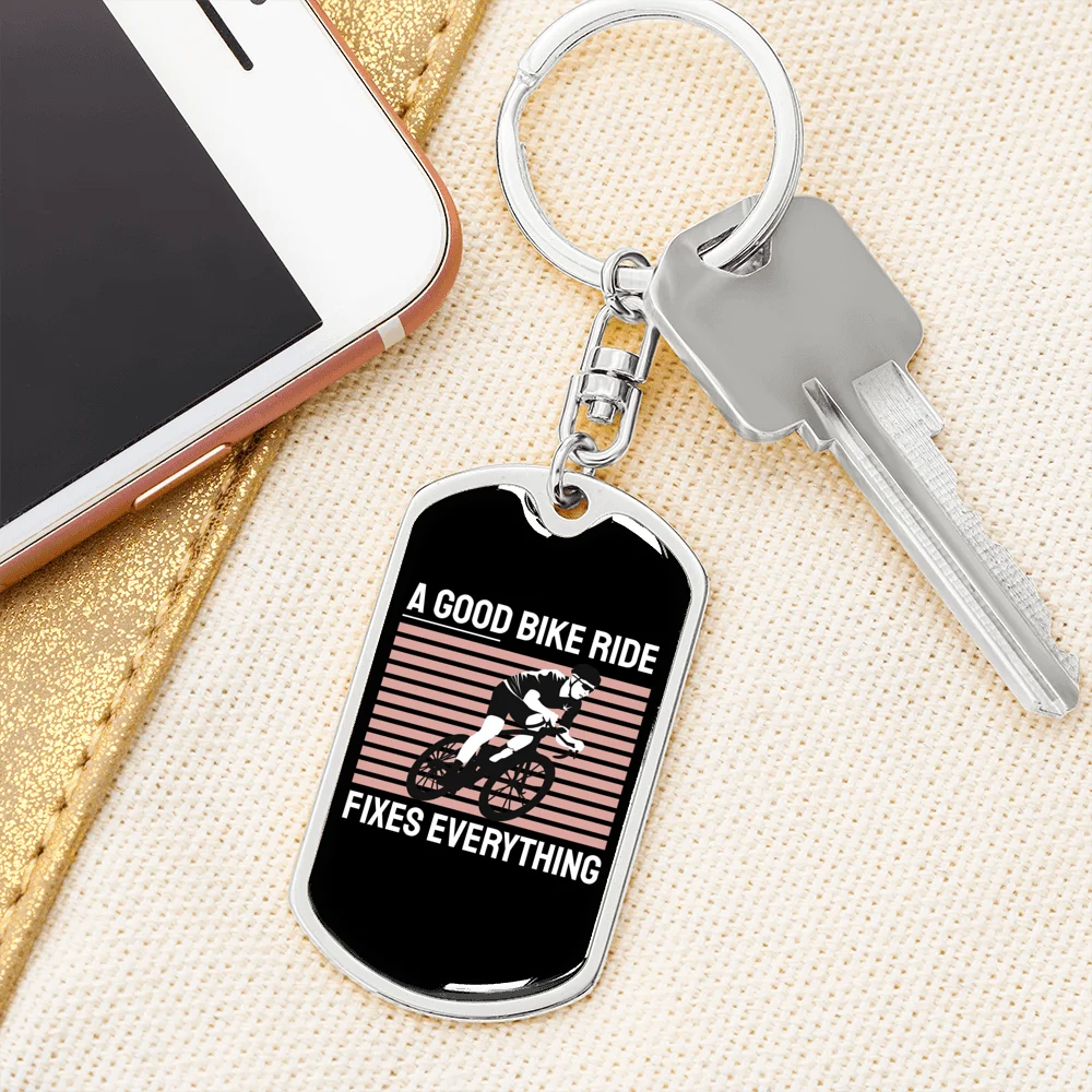 Stainless Steel or 18k Gold Swivel Dog Tag Keychain L38493