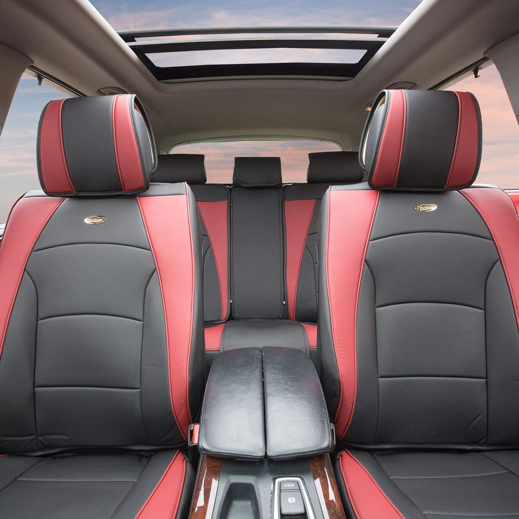 Faux Leather Full Set Car Seat Covers Blue/Black K904701