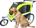 Large Pet Bike Trailer Dog Stroller with Shocks Green Yellow E601