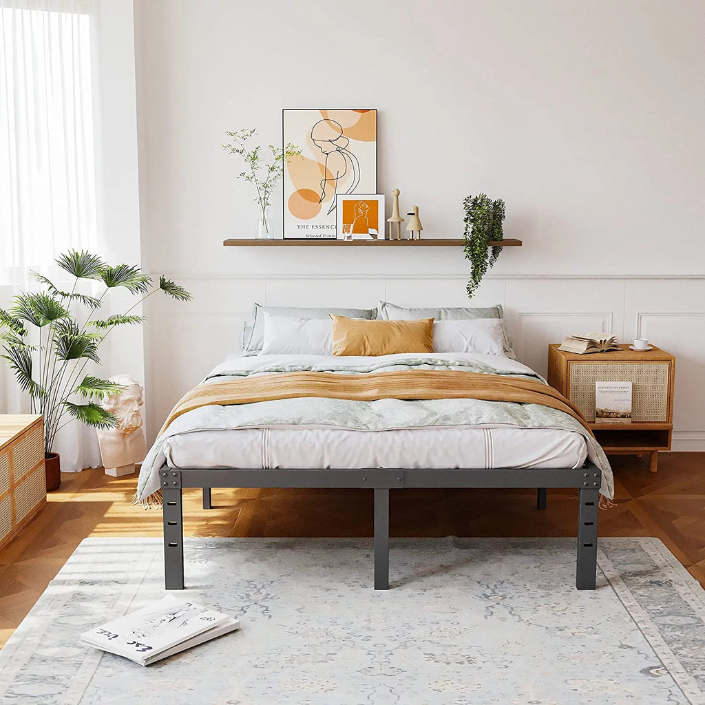 California King Bed Frame with Wood Slats and Underbed Storage X836