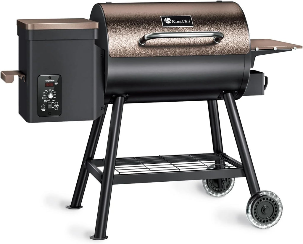 456 SQ.IN Pellet Grill Smoker with Side Shelf O606040