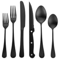 24 Piece Matte Black Silver Stainless Steel Cutlery Set with Steak Knife B53200