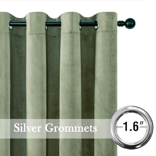 Taupe Velvet Blackout Curtain Panels 96 inches 2 Panels V63909