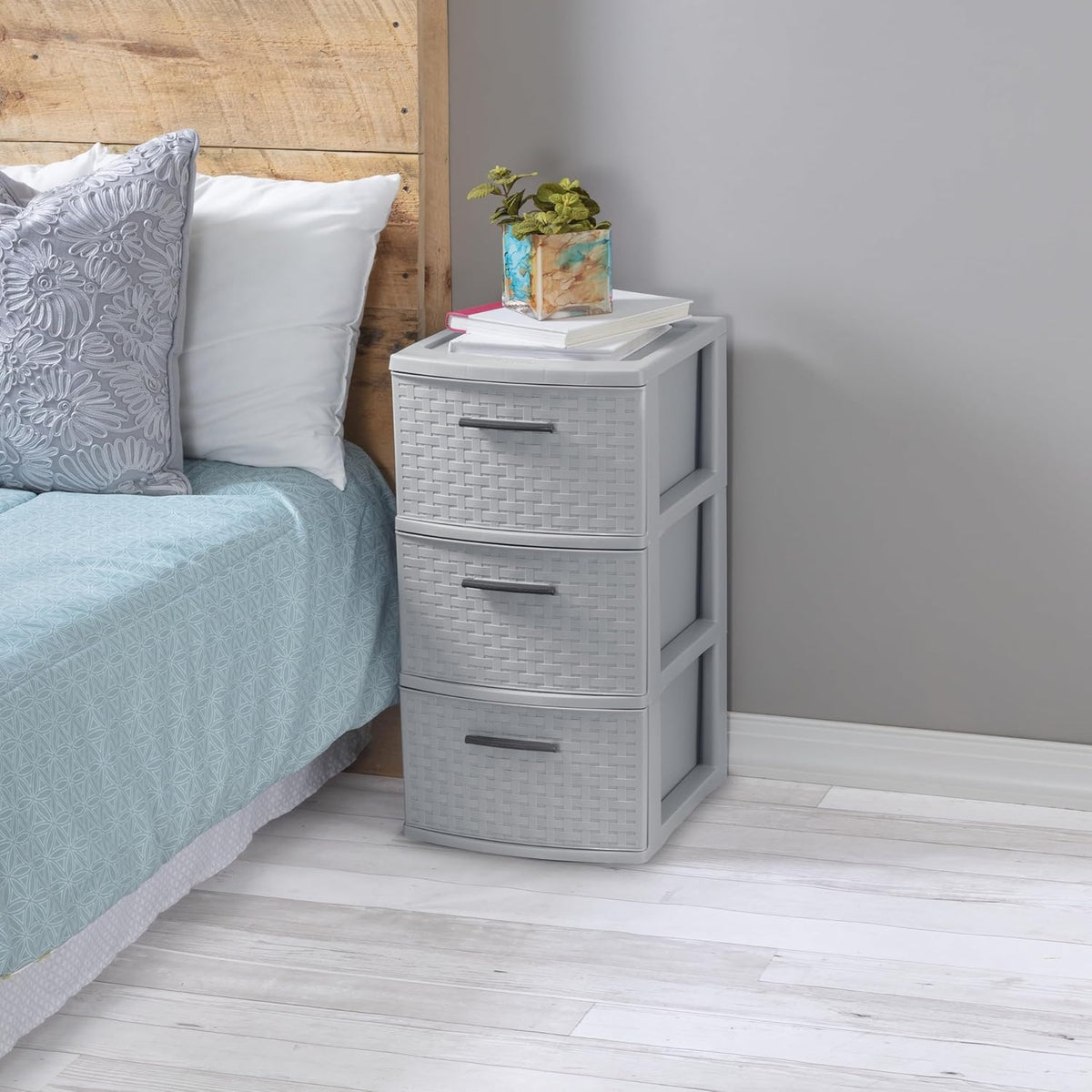 3 Drawer Plastic Cement Weave Tower I73466