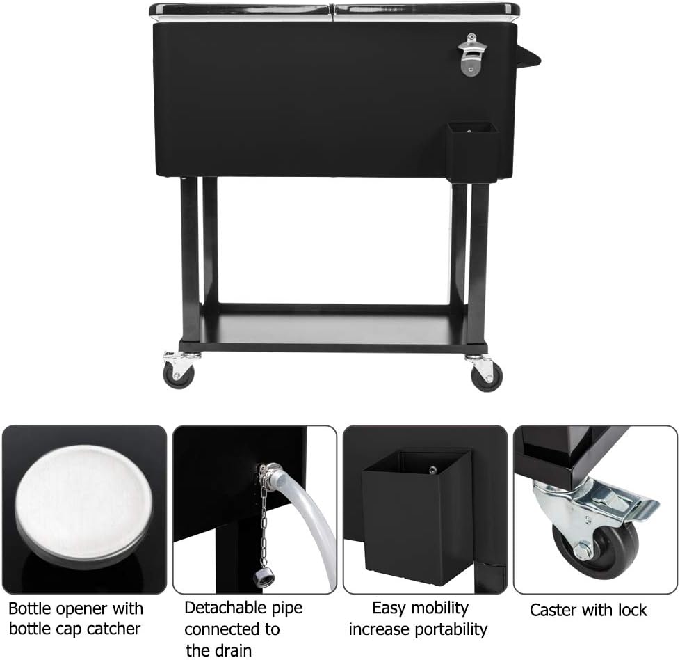 80 Quart Rolling Ice Chest with Shelf M604