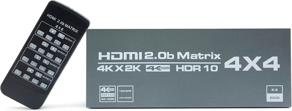 4K@60Hz HDMI Matrix Switch 4x4 with EDID Scaler and Remote Control Z227