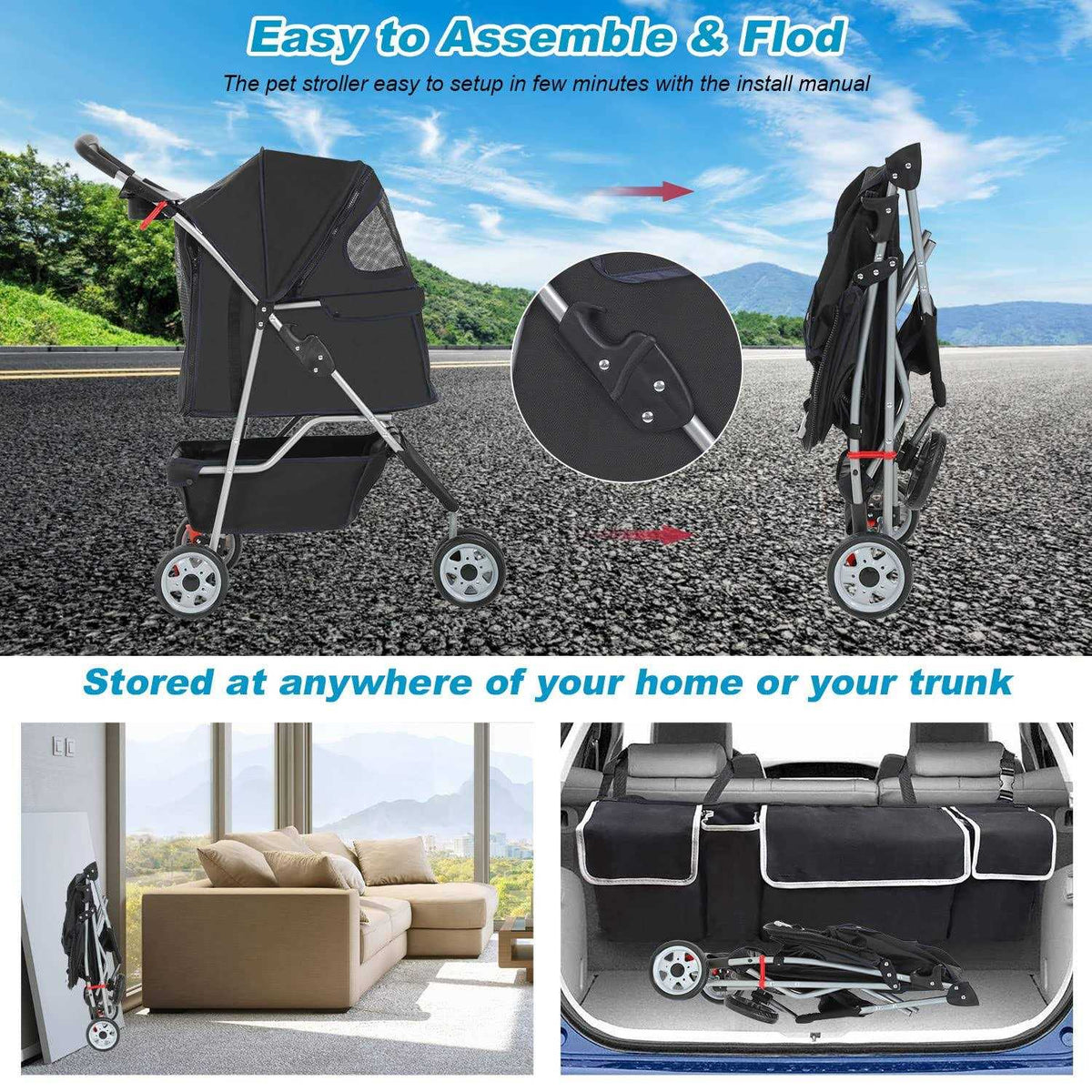 Pet Stroller Folding Carrier T611943