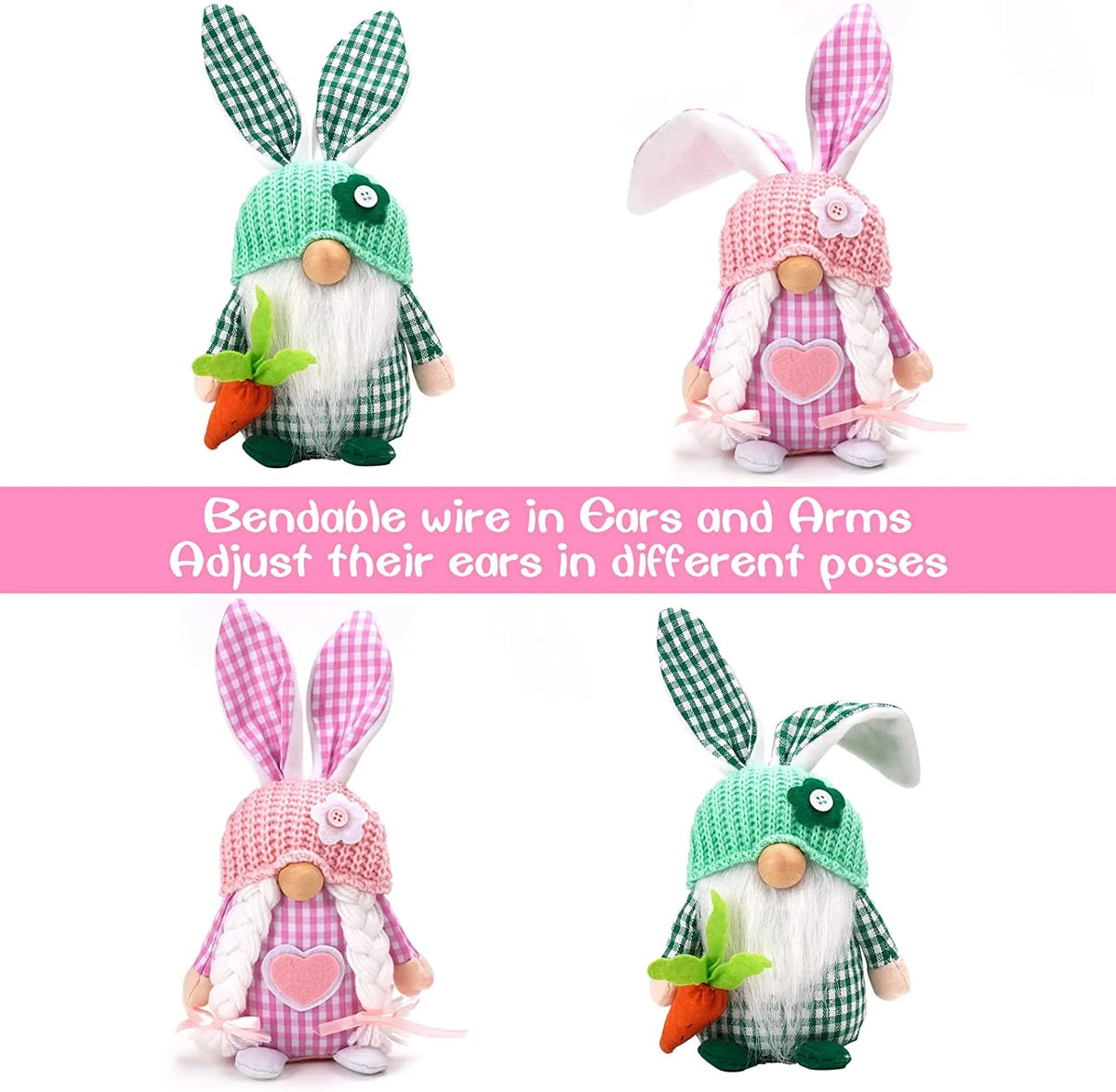 2 Pack Handmade Plush Gnome Decor B5841