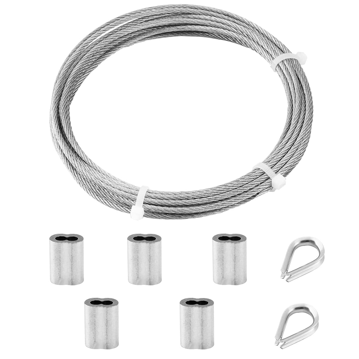 1/8 Stainless Steel Aircraft Cable Kit with Thimble and Crimping Sleeves T871