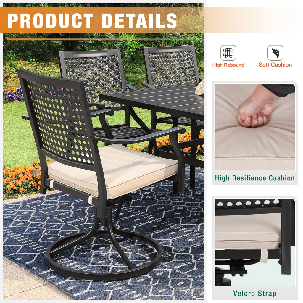 9 Piece Outdoor Patio Dining Set with Swivel Chairs and Expandable Table M934876