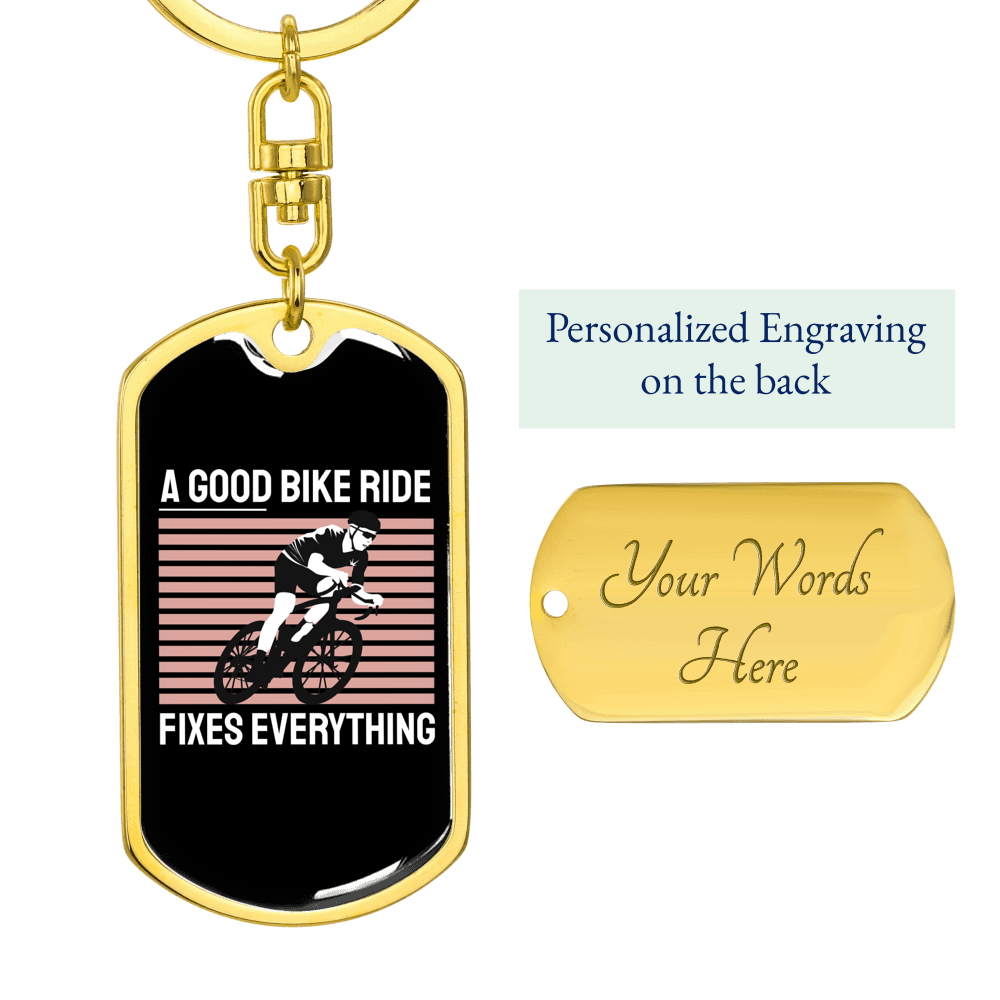 Stainless Steel or 18k Gold Swivel Dog Tag Keychain L38493