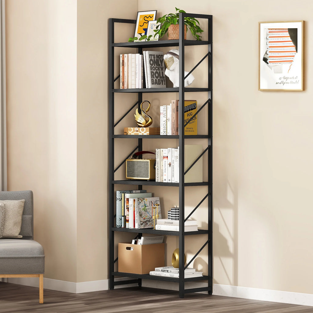 Black 6 Tiers Ladder Bookshelf W212