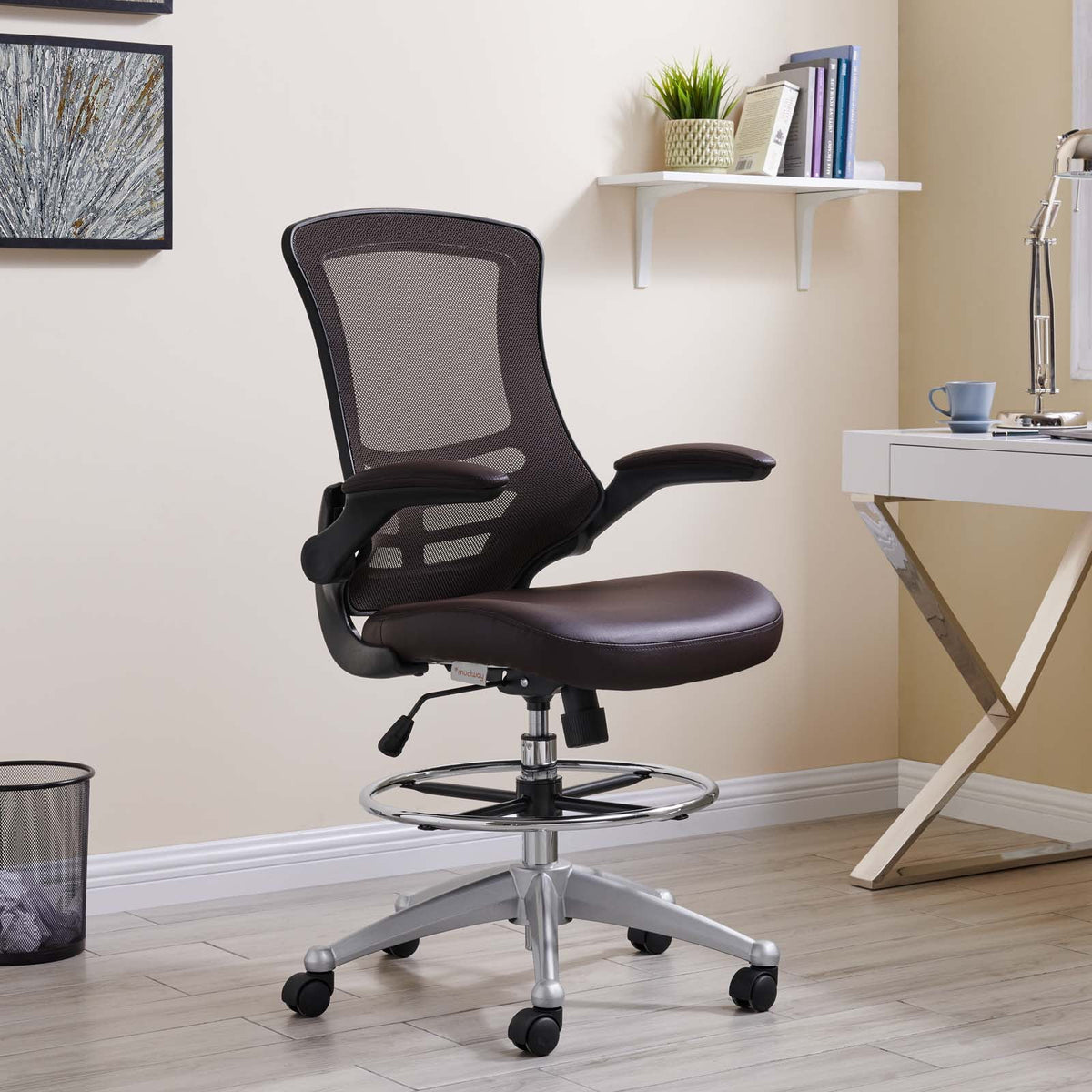 Brown Vinyl Drafting Chair Q469460
