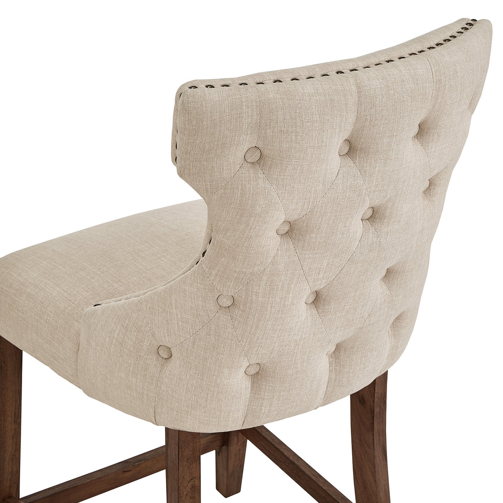Beige Linen Upholstered Counter Height Stools, Set of 2 F9417