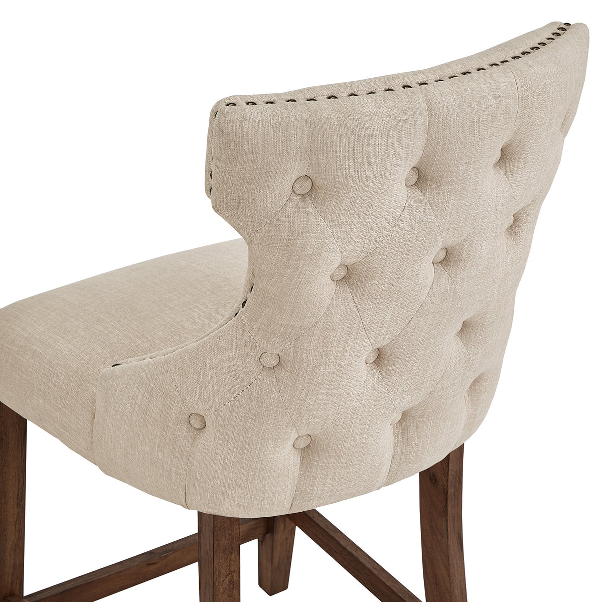 Beige Linen Upholstered Counter Height Stools, Set of 2 F9417