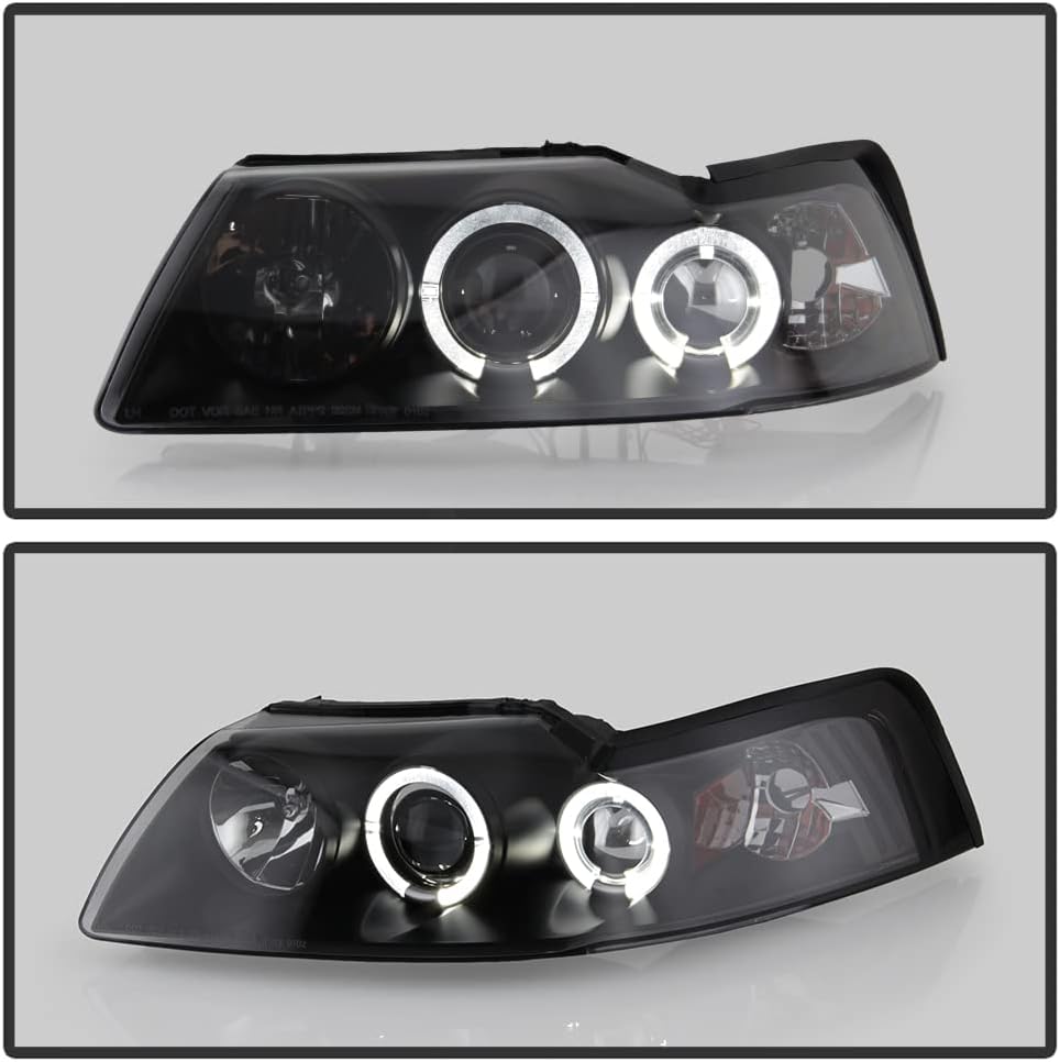 For 1999-2004 Ford Mustang Black Housing Projector Headlights Q843043