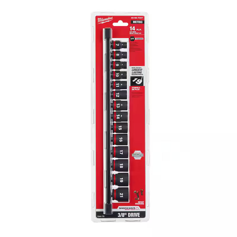 3/8 in. Drive Metric 6 Point Impact Socket Set 14-Piece P9674