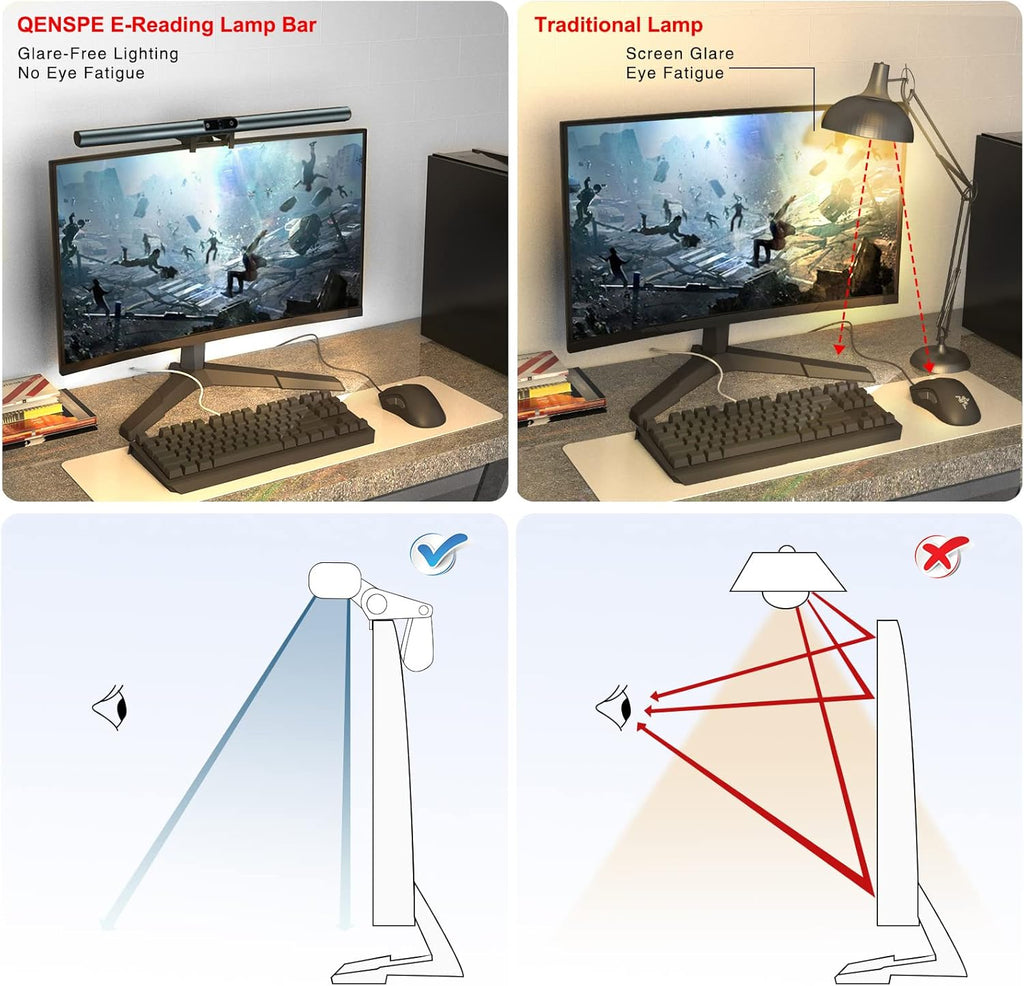 Monitor Light Bar with Webcam, USB Powered, Hue Adjustable, Touch Control L9564