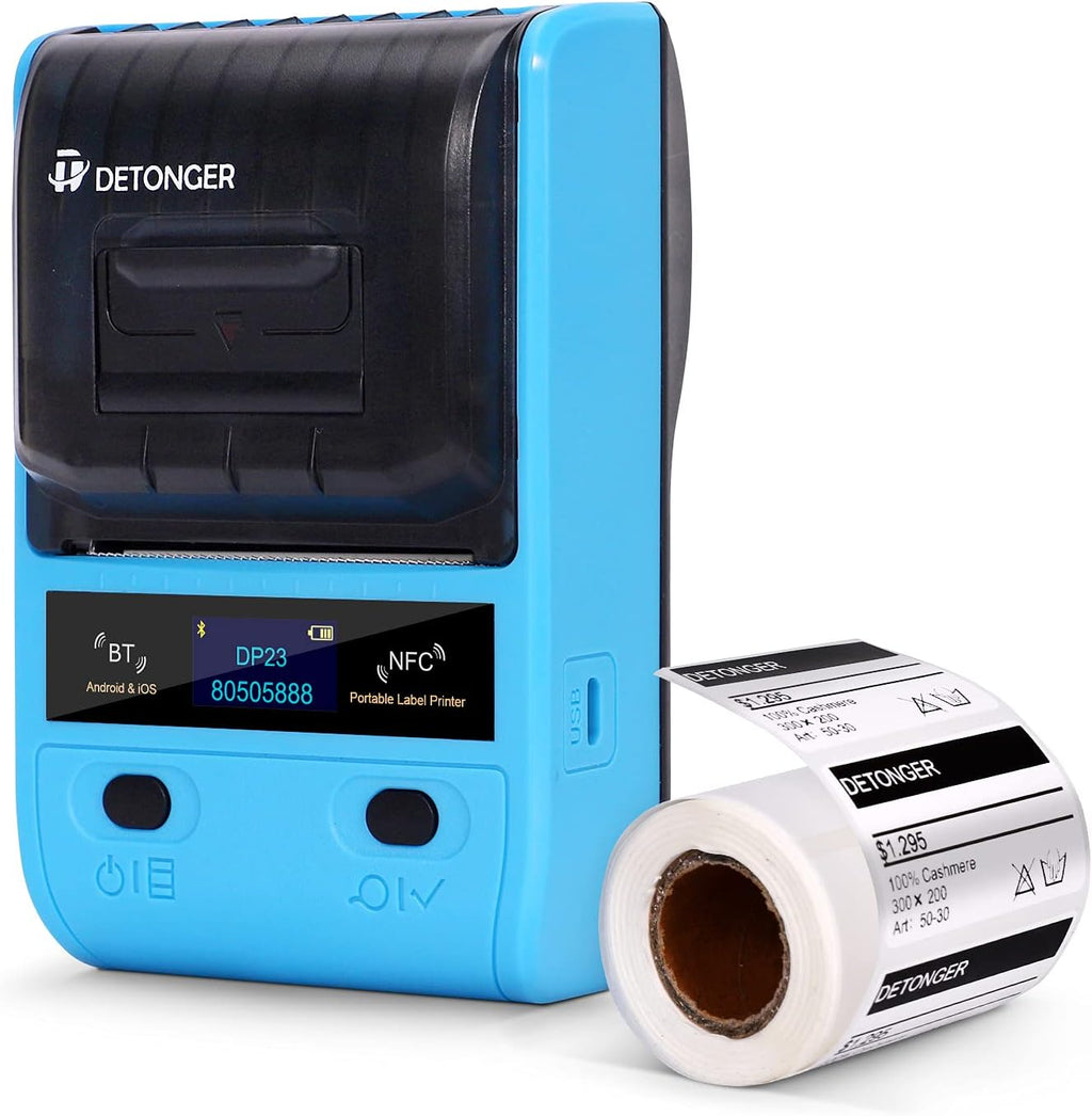 Portable Bluetooth Thermal Label Printer with 1 Pack 50x30mm Label, Black H58961