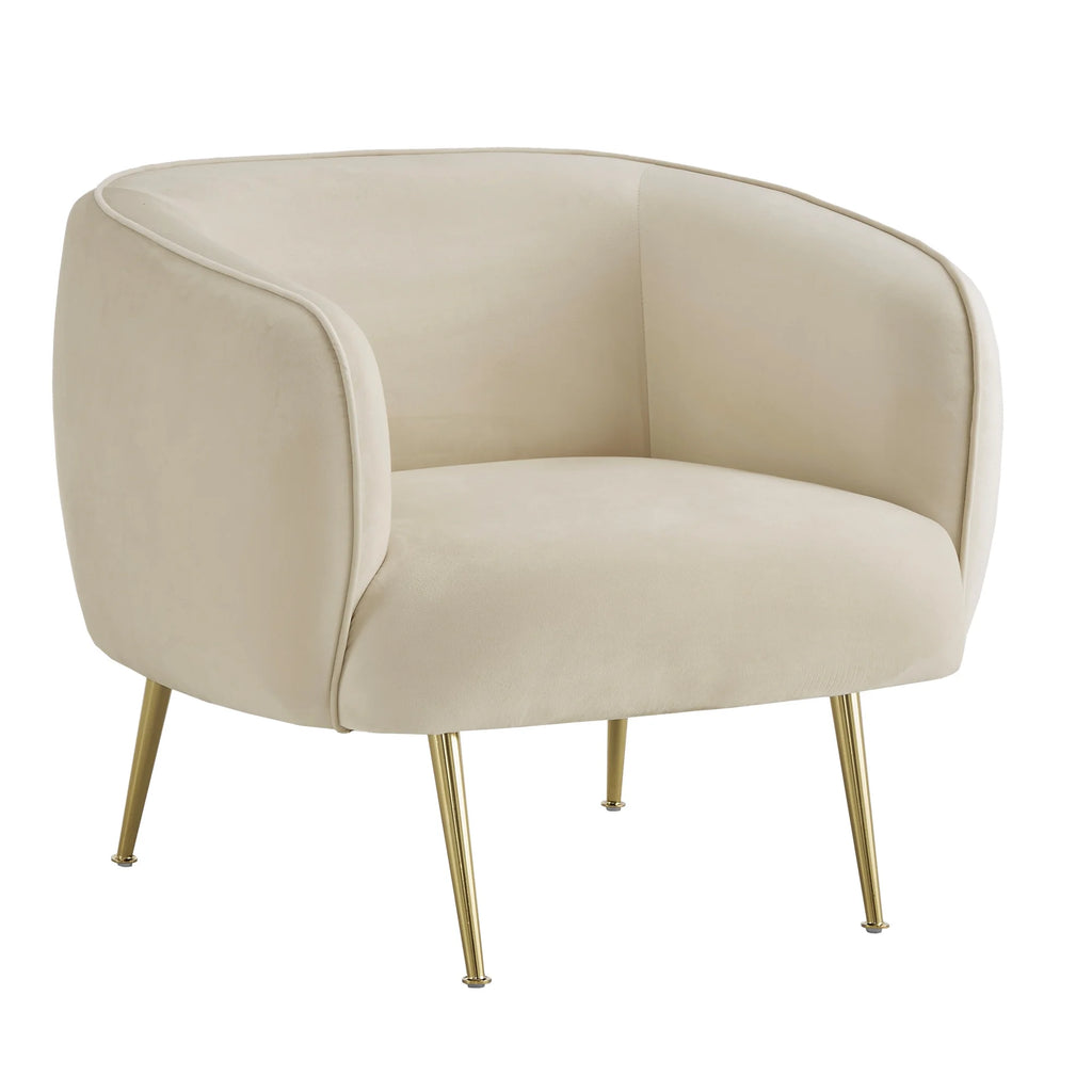 Beige Velvet Upholstered Accent Chair V623206