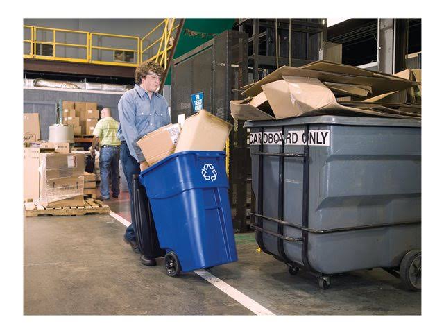 Blue Resin Trash Can with Wheels H29627