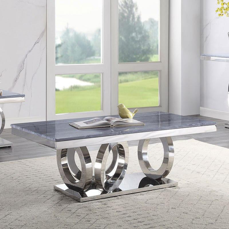 Modern Gray Mirrored Coffee Table End Table Accent Table E992205