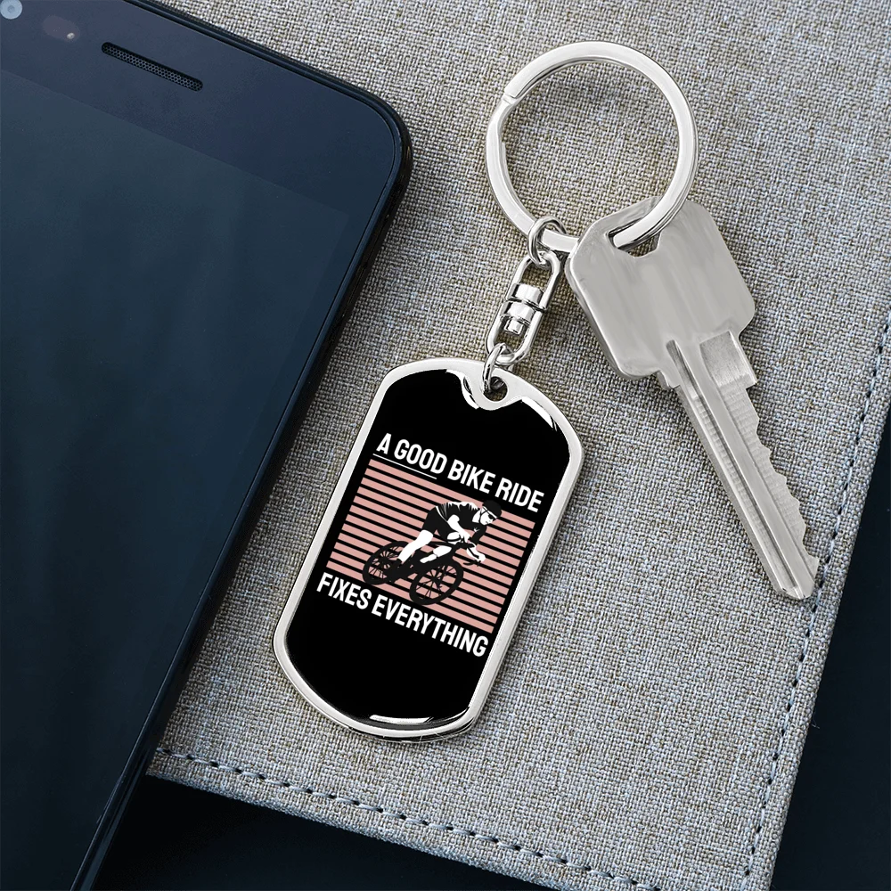 Stainless Steel or 18k Gold Swivel Dog Tag Keychain L38493