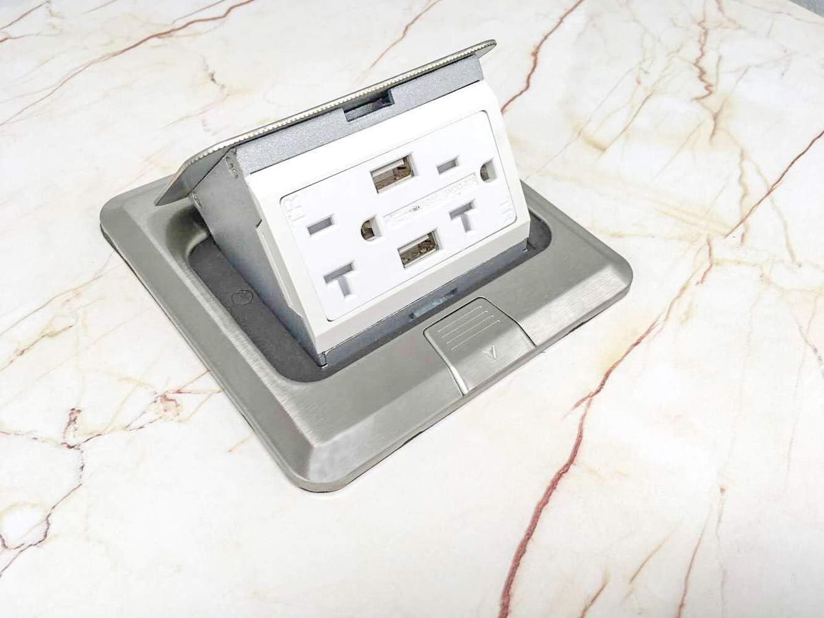 Stainless Steel Pop Up Receptacle with 20 A Duplex, Pack of 2 W90698
