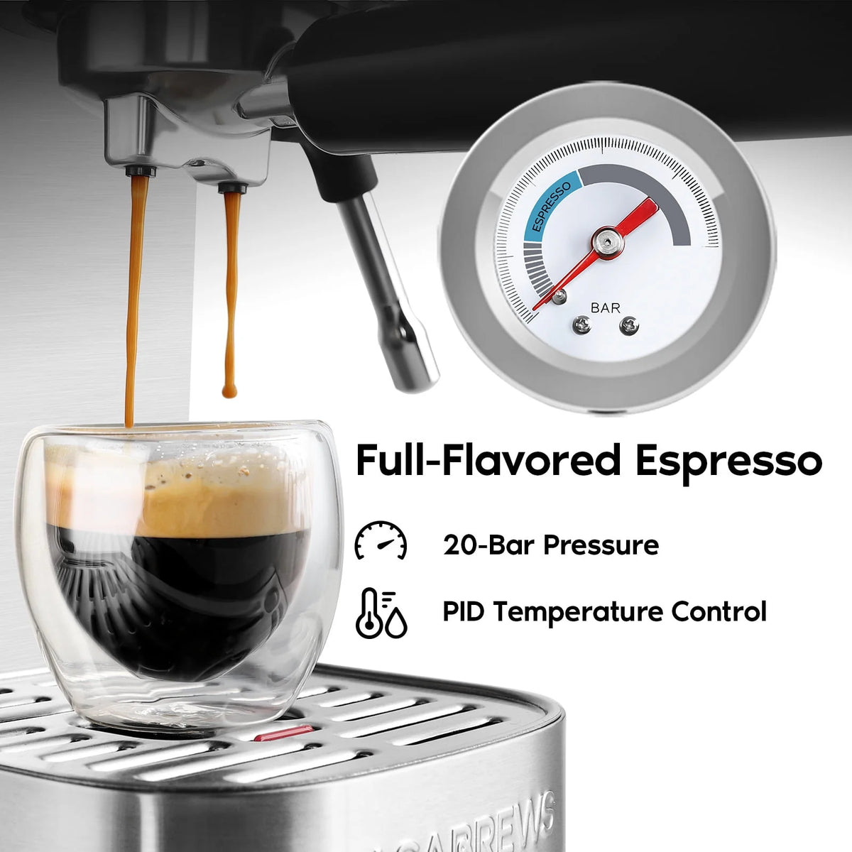 20 Bar Espresso Machine with Milk Frother Steam Wand G1619