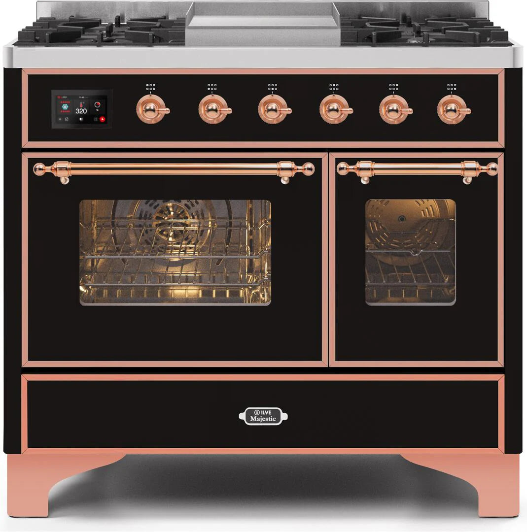Glossy Black Copper Trim Dual Fuel Natural Gas Range H584767