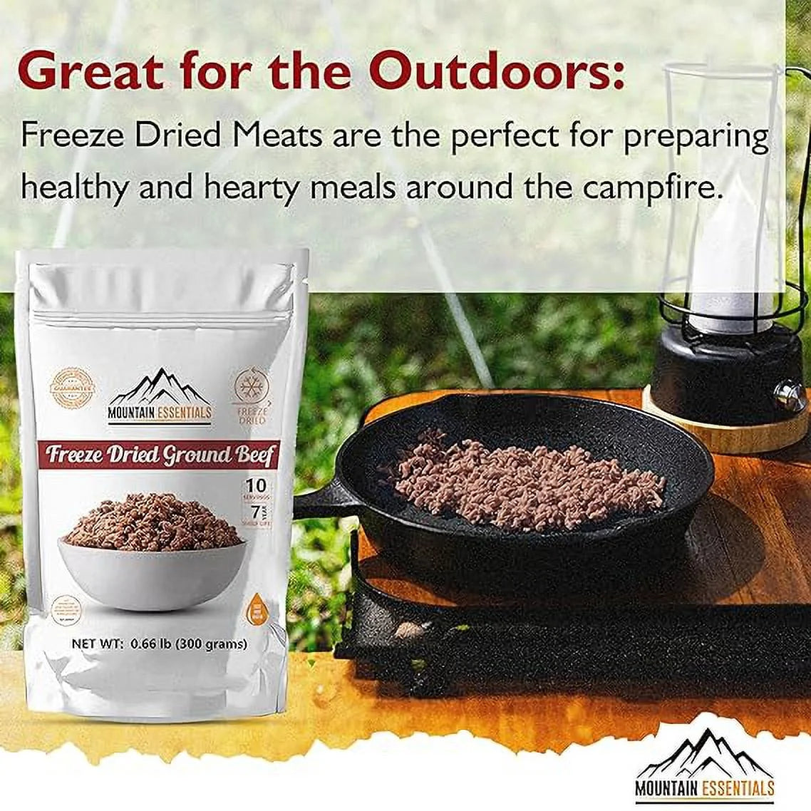 Freeze Dried Ground Beef Fully Cooked, Pack of 12, 10 serving W555