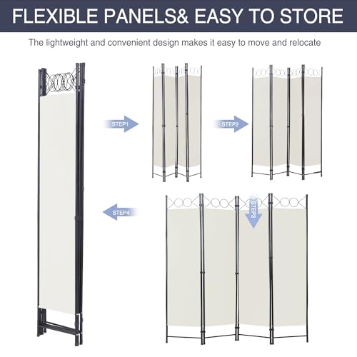 Blue 4 Panel 6FT Room Divider with Steel Frame B82753