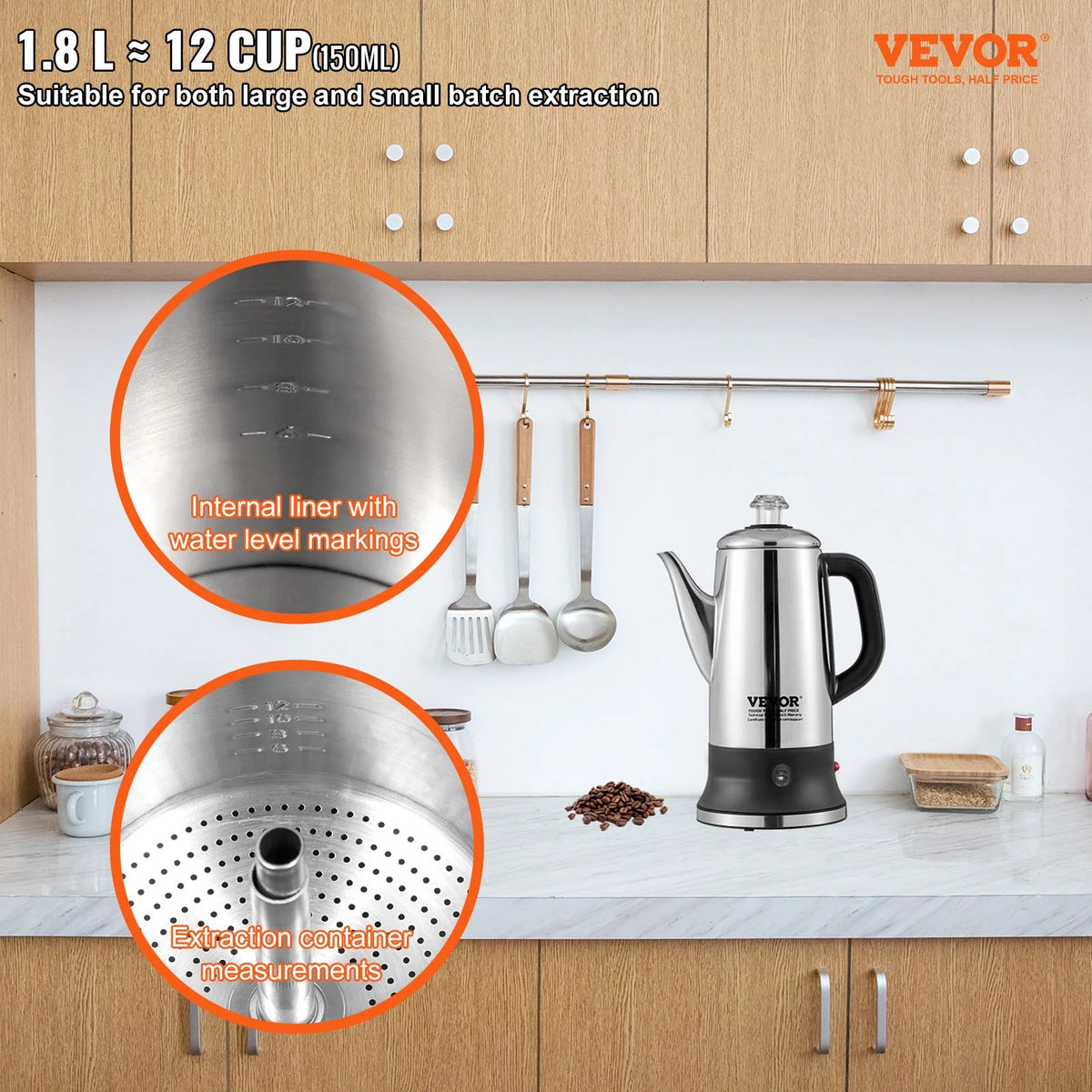 12-Cup Stainless Steel Electric Coffee Percolator J9457