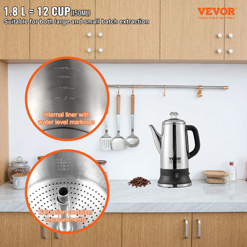 12-Cup Stainless Steel Electric Coffee Percolator J9457