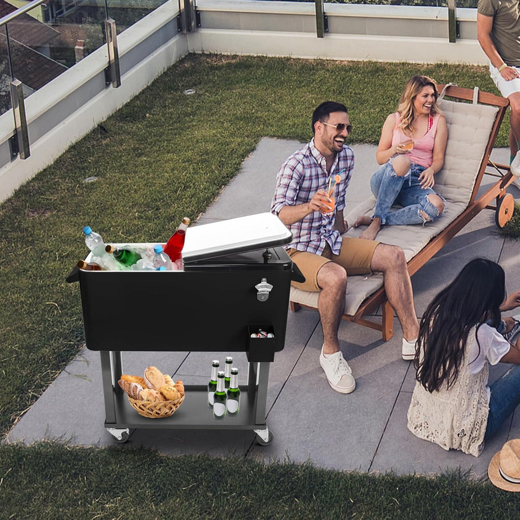 80 Quart Rolling Ice Chest with Shelf M604