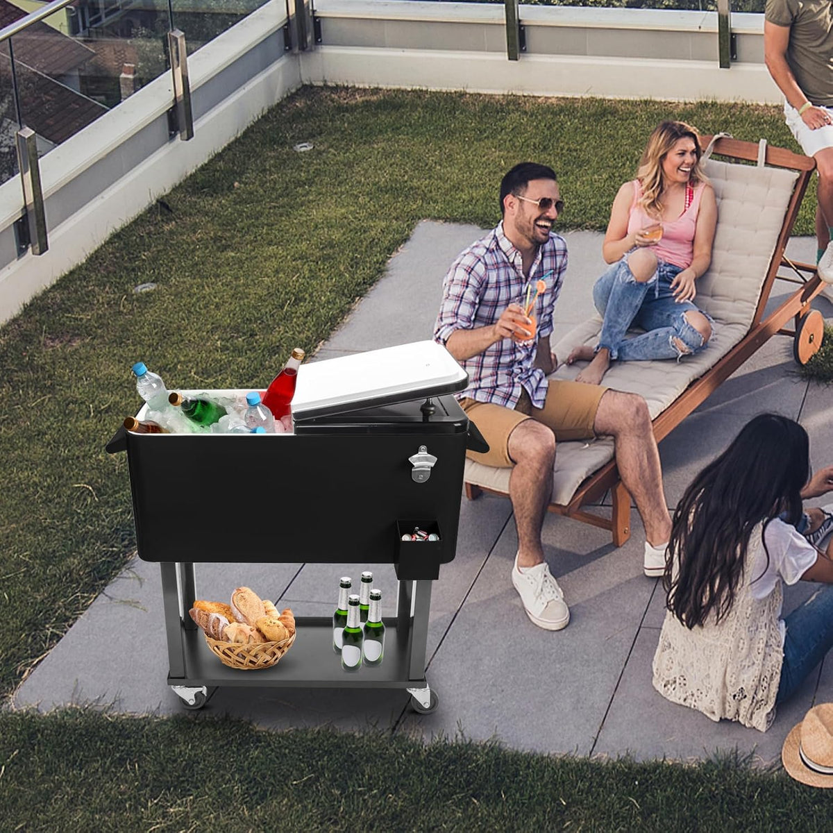 80 Quart Rolling Ice Chest with Shelf M604