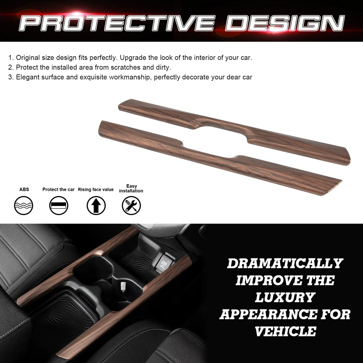 Center Console Cup Holder Side Panel Molding Cover Trim Peach Wood Grain H960735