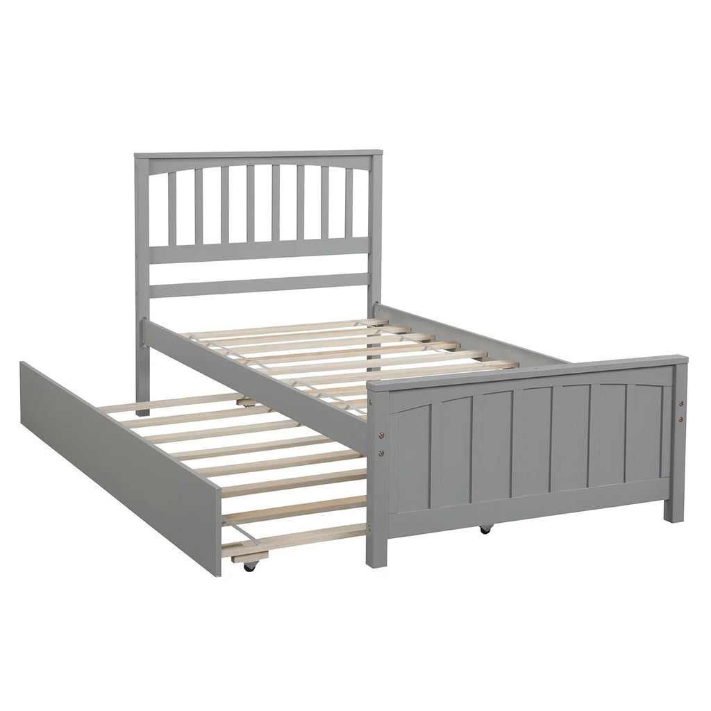 White Twin Bed Frame with Trundle X6066