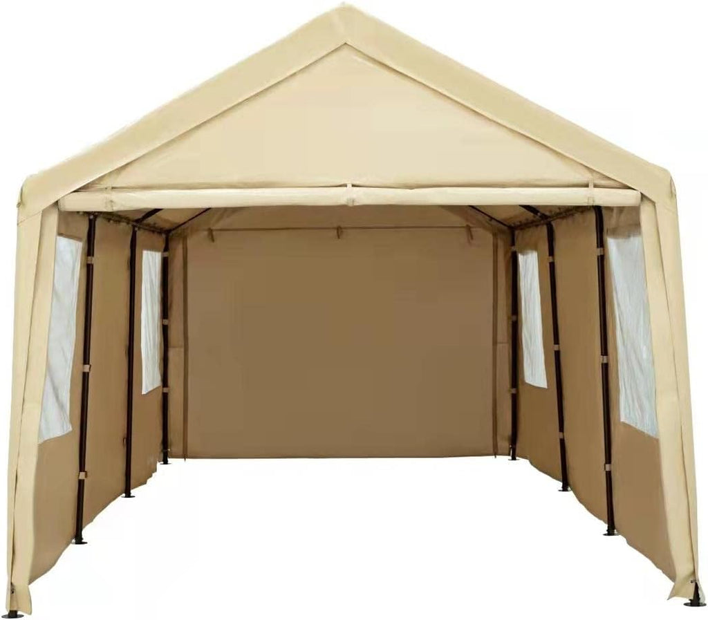10x20ft Heavy Duty Carport with Sidewalls and Doors V192777