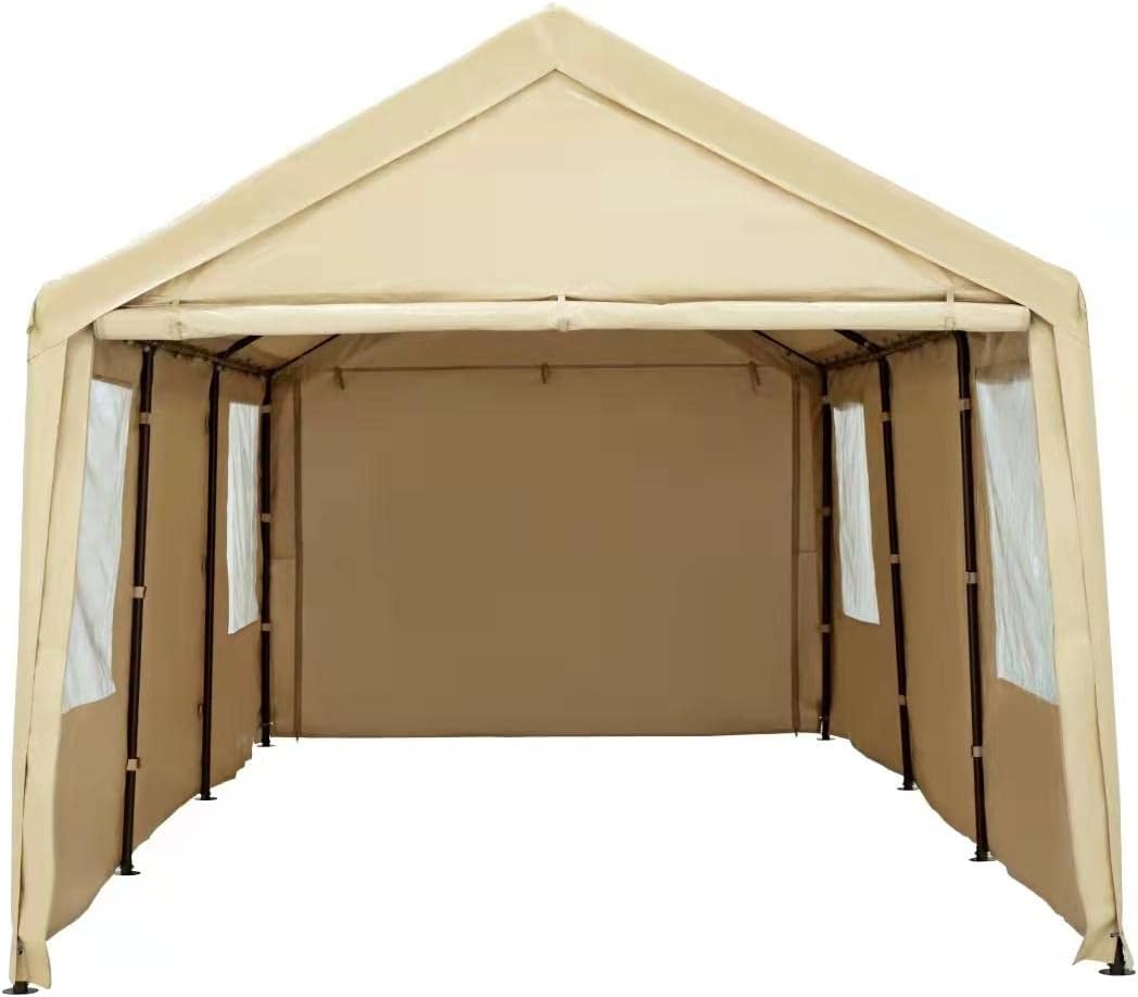 10x20ft Heavy Duty Carport with Sidewalls and Doors V192777