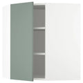 Corner Wall Cabinet with Shelves, White Gray-Green P6365